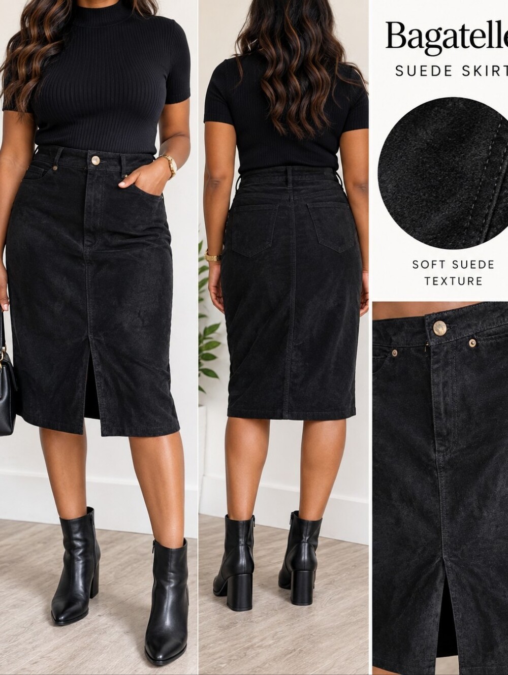 bagatelle Women's Black Suede Leather Skirt Size 10